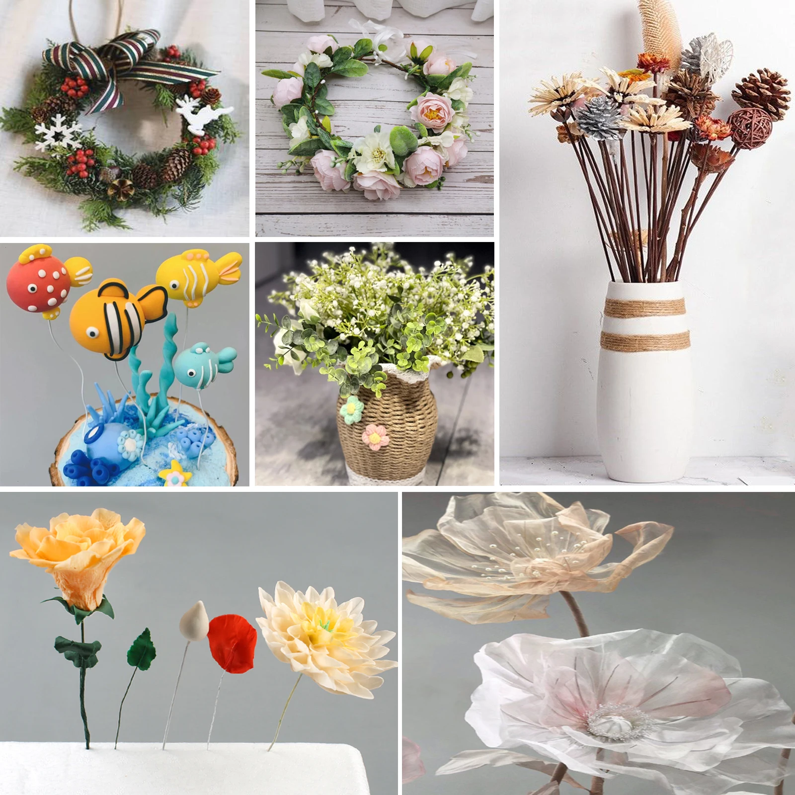 Blumen Stiele Zweige Floriculture Tape Selbstklebende Blumenstrauß Zweige Eisendraht für DIY Blumen Hochzeit Zubehör Zubehör – Detail 4