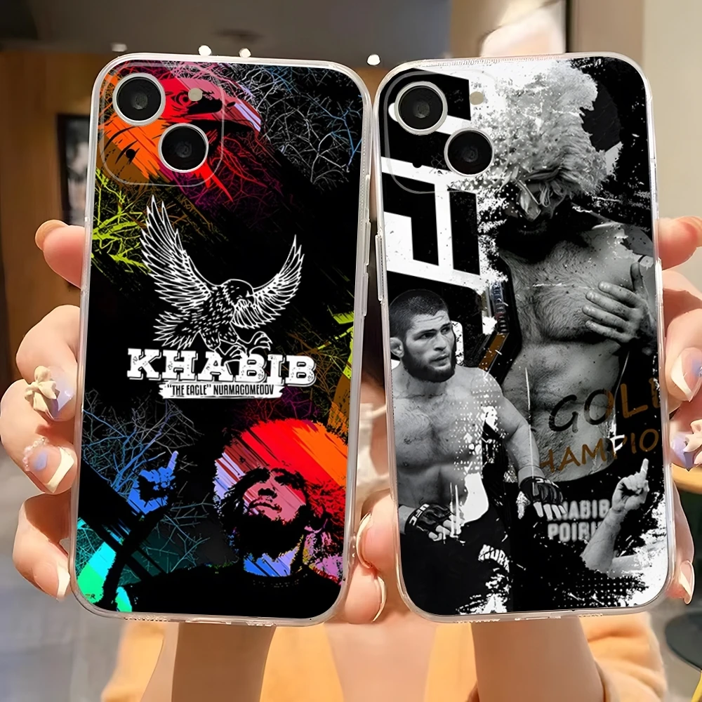 Khabib U-UFC Phone Case For 15 Pro Max Iphone 14 Plus 11 12 13 Mini 16 Plus X XR XS SE 2020 Transparent Soft Cover