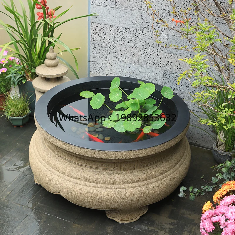 YFY Han Yun Tang Chinese Style Courtyard Landscaping Decoration Outdoor Garden Ancient Method Fish Raising Large Water Tank
