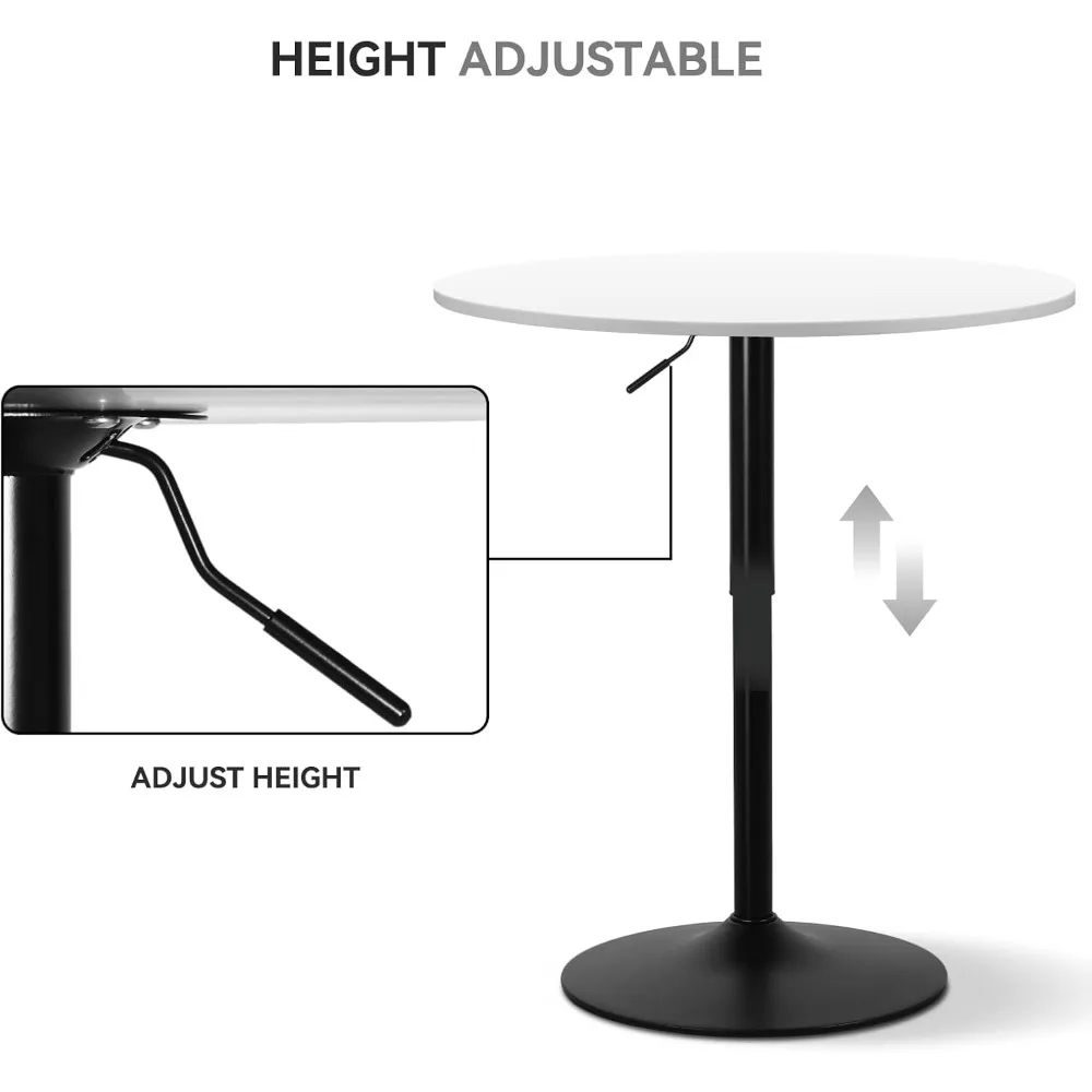 طاولة حانة مستديرة طاولة كوكتيل لغرفة الطعام والمطبخ وبار الفناء، 27.5-36 ارتفاع قابل للتعديل، طاولة حانة بارتفاع الارتفاع #4
