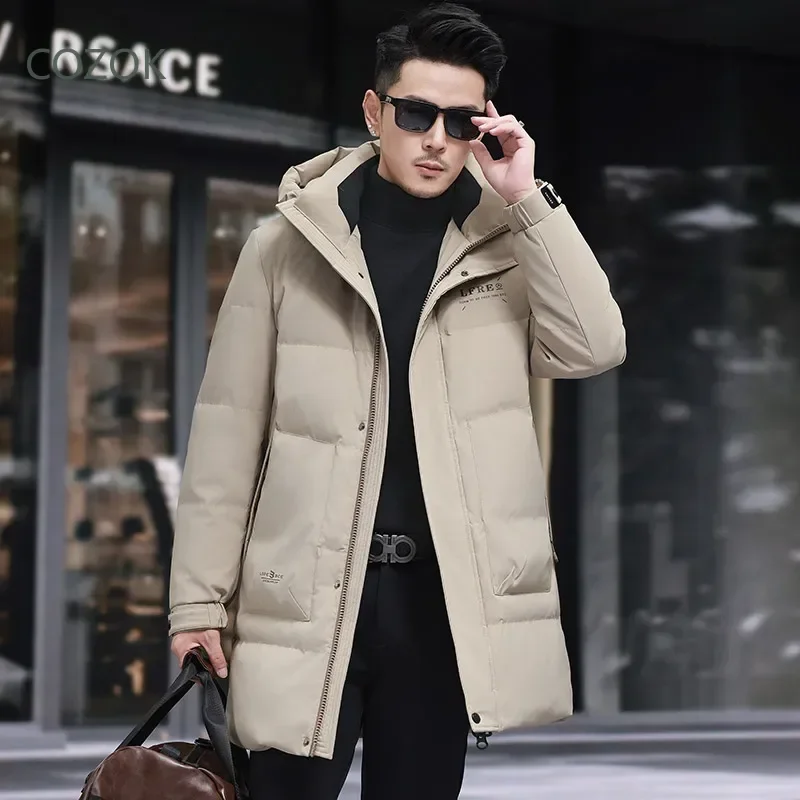 

Men's Winter Long Down Jacket Male Winter Brand Hooded Jackets Duck Down Padding Winter Jacket for Men New in Coats Down