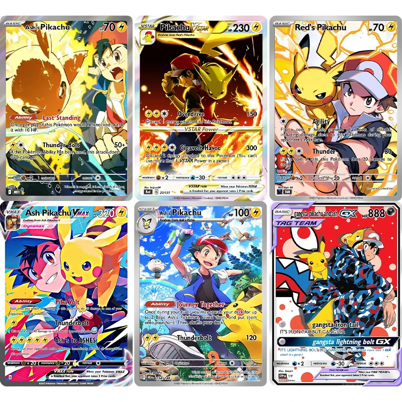 PKM-Karte PIKACHU-Serien-Set Aschrotes Karten-Set Hobby-Sammelkartenspiel Pokemon Benutzerdefinierte Holofoil-Karten - Relic Hunters TCG