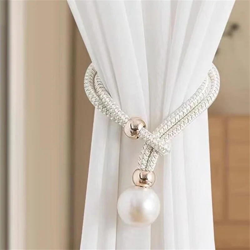 Pearl Curtain Tiebacks, Curtain Pearl Tiebacks, Decorative Fixings, Rope Curtain Tiebacks No Punch Adjustable Pull-outs