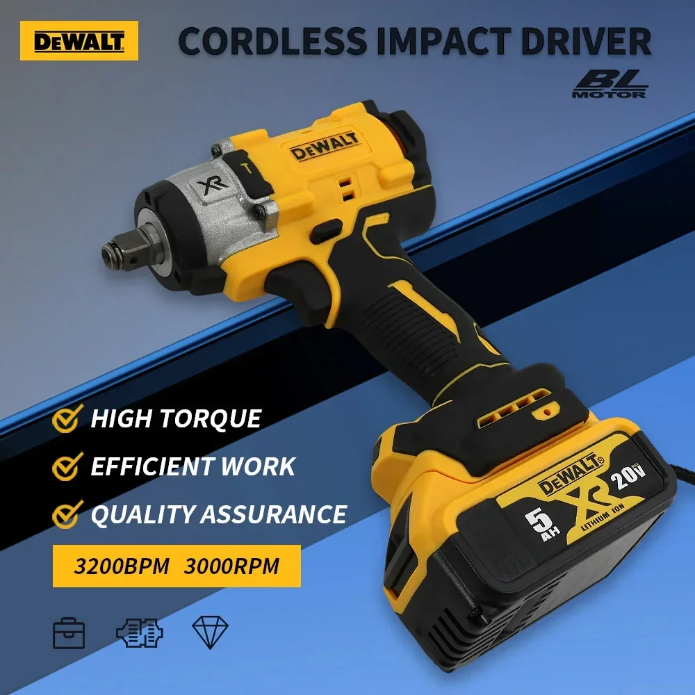 Dewalt Cordless Impact Wrench Electric Screwdriver 18V 20V Battery Brushless Driver Repair Power Tools with Battery Brushless