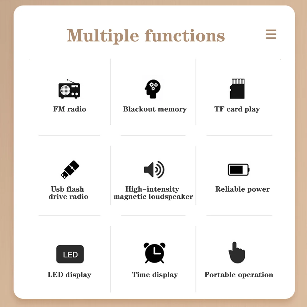 Portable Multifunction Digital FM Radio Media Speaker MP3 Music Player Support TF Card USB Drive with LED Screen Display