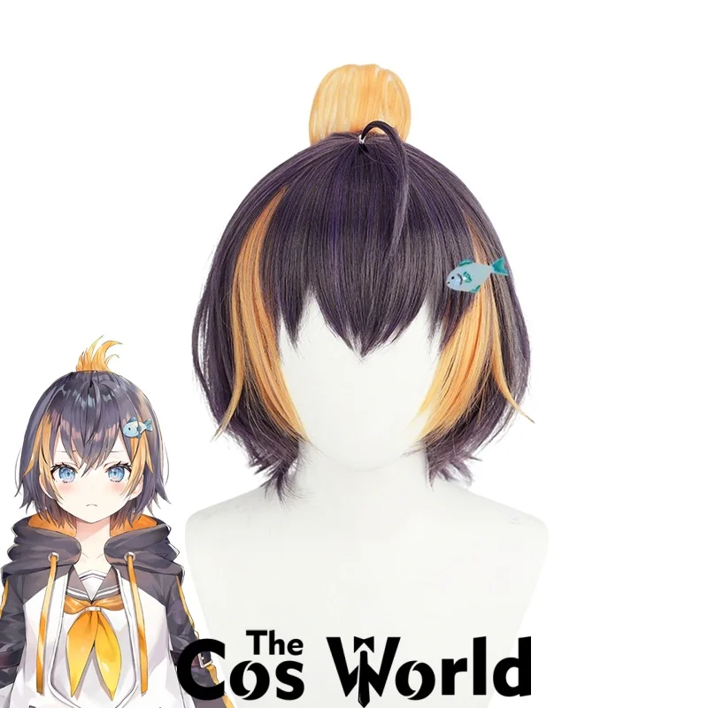 

Виртуальный YouTuber VTuber Пэтра Гурин: парик для косплея, 30 см, короткий, прямой, из термостойкого синтетического волокна + шапочка для парика