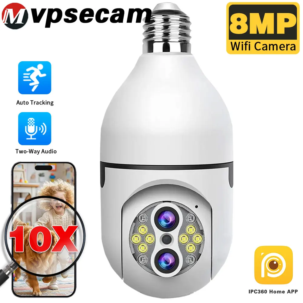 

IPC360 Home 4K 8MP E27 Light Bulb Camera Outdoor 10x Zoom Automatic Tracking Video Surveillance Secure Floodlight WiFi Camera