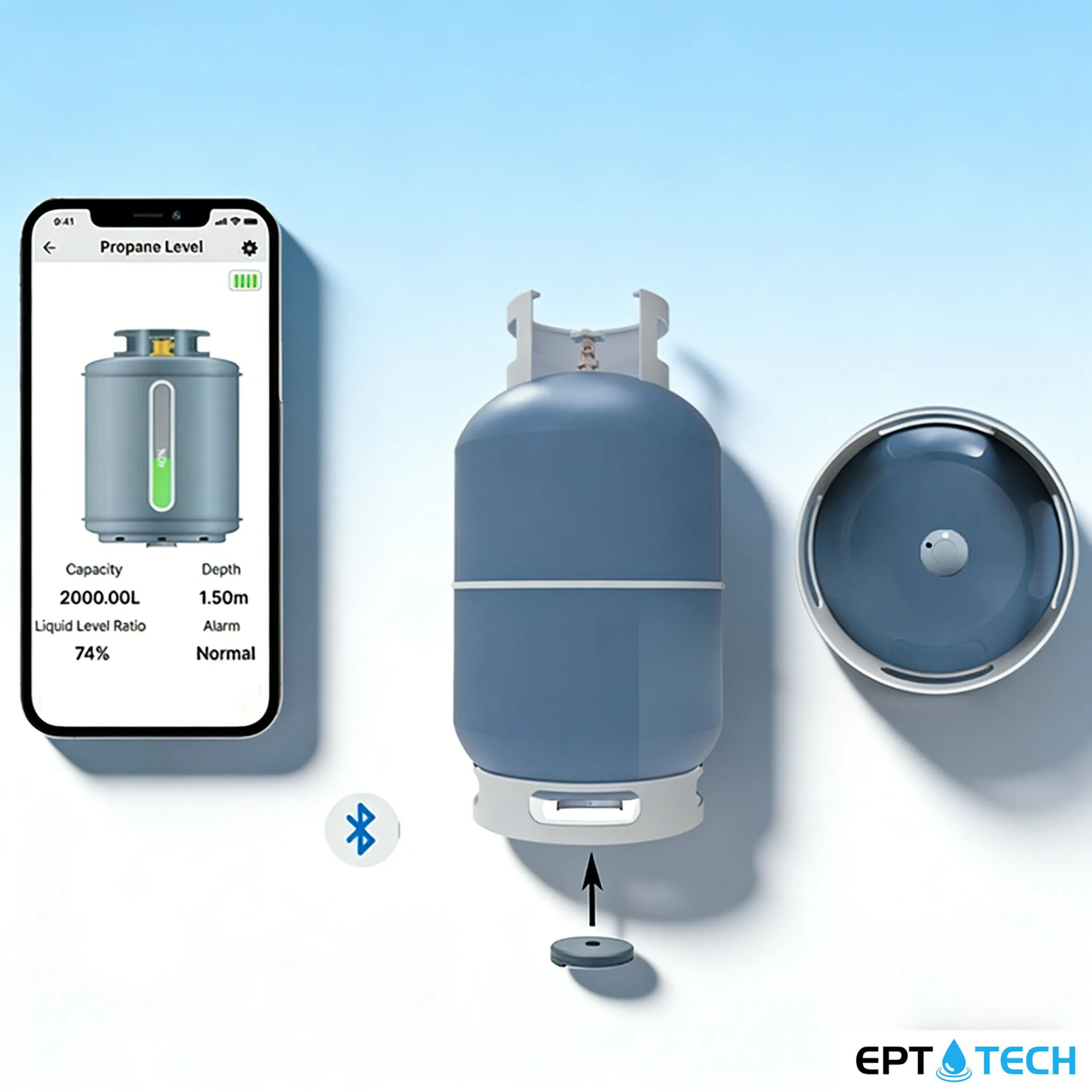 Wireless Magnetic Non‑Contact LPG Sensor for Water Tank, Propane Butane Detector with App Alarm Function