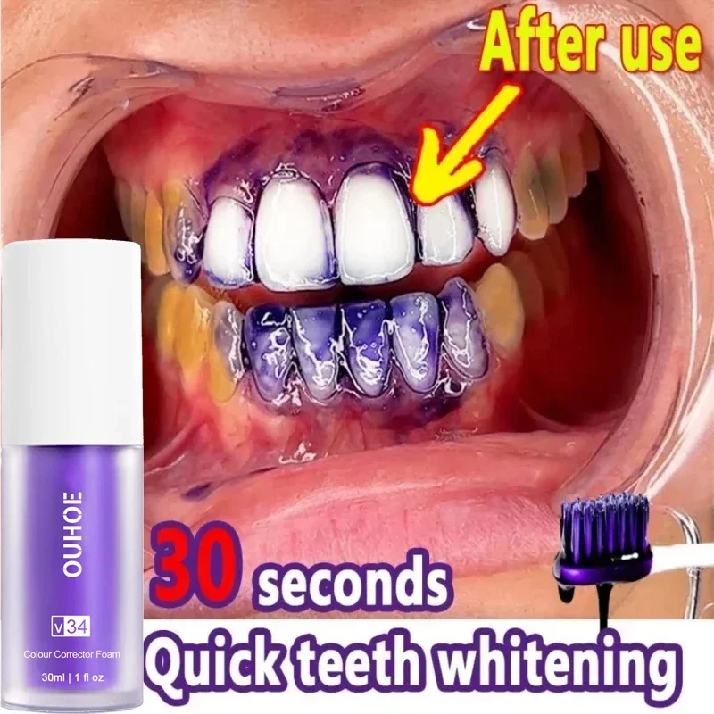 

V34 Teeth Whitening Toothpaste Gel Remove Plaque Stains Deep Cleaning Oral Hygiene Dental Bleaching Tool Fresh Breath Tooth Care