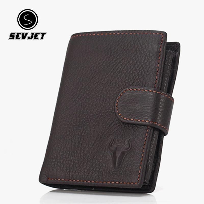 Genuine Leather Men Short Wallet Vintage Trifold Money Clip Hasp Coin Purse For Male Credit Card Holder Cash Clutch Bags JYY1192