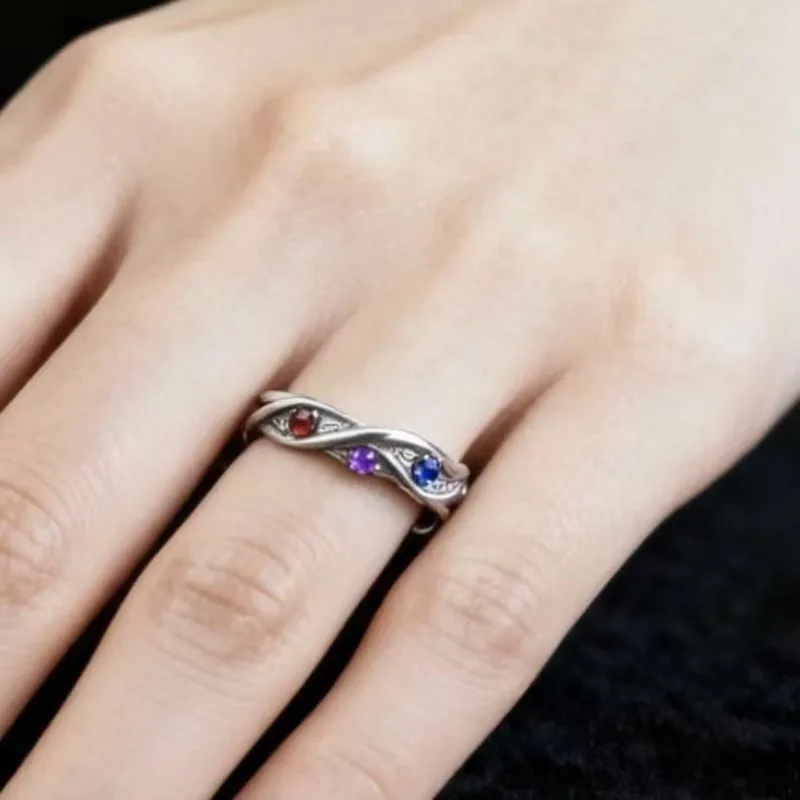 

2026 New Eco-Friendly Alloy Ring - Minimalist Colored Diamond Design Ins Japanese Korean Style Women's Fashion Jewelry Accessory