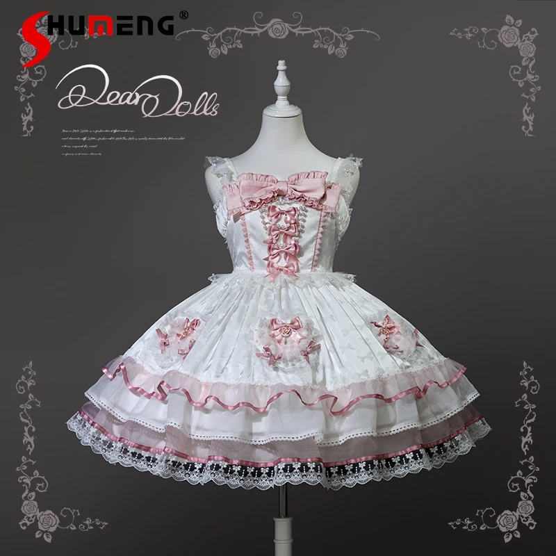 

Sweet Princess Style Lolita Dress JSK Girl's Women's Cute Bow High Waist Slimming Sleeveless Birthday Dress Heavy Industry Dress