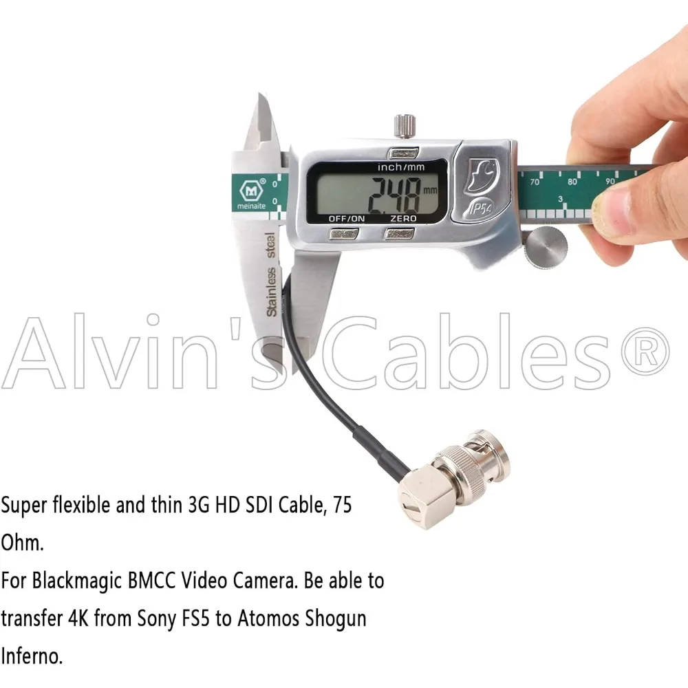

Blackmagic RG179 Coax BNC Right Angle Male to Male Cable for BMCC Video Camera (Straight to Right Angle 30CM)