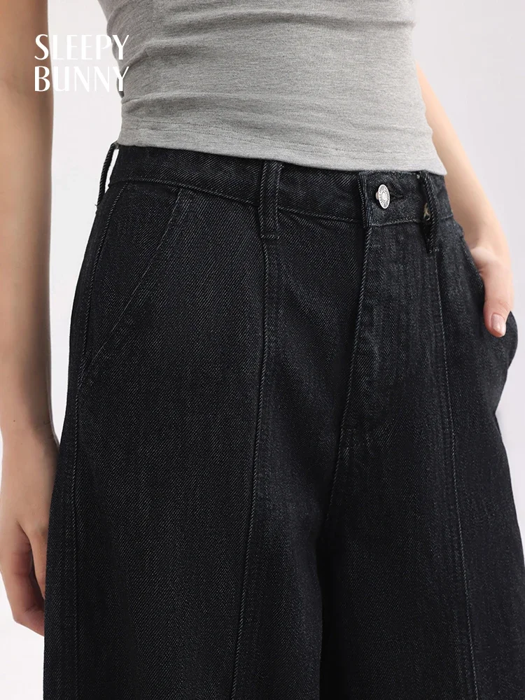 High Waist Wide Leg Jeans for Women – Loose Fit Retro Denim Trousers, Slimming Casual Office Pants for Summer & Petite Figures