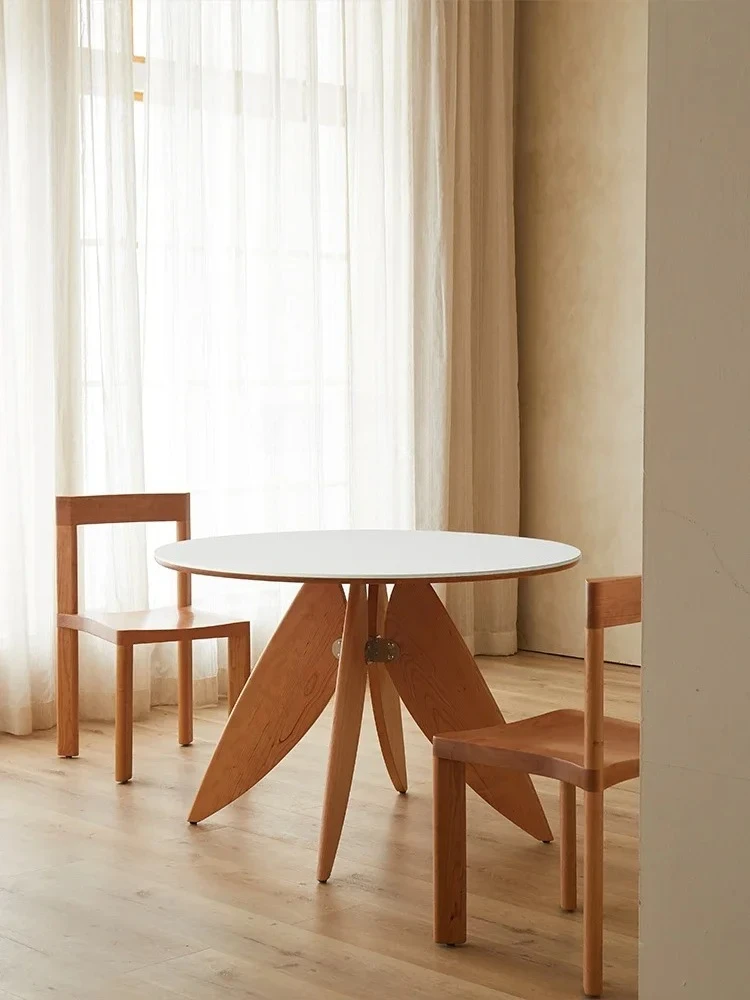 Tavolo rotondo Tavolo da pranzo rotondo nordico in legno massello semplice tavolo da pranzo retrò ristorante