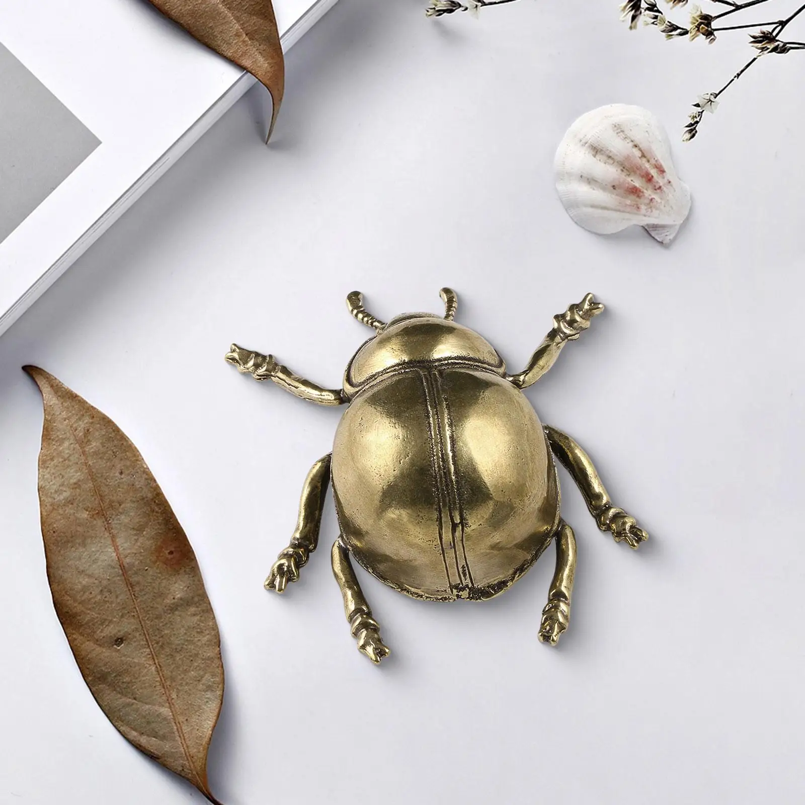 Beetle Figurine Micro Landscape Copper Sculpture for Office Bedroom Bookcase