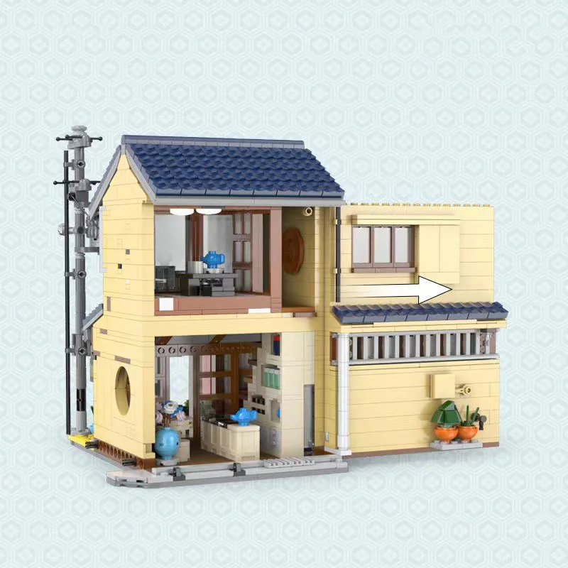 Bloques de construcción creativos con vista a la calle japonesa, casa de té japonesa, modelo de ciudad, paisaje urbano, juguete de construcción con luz para regalo
