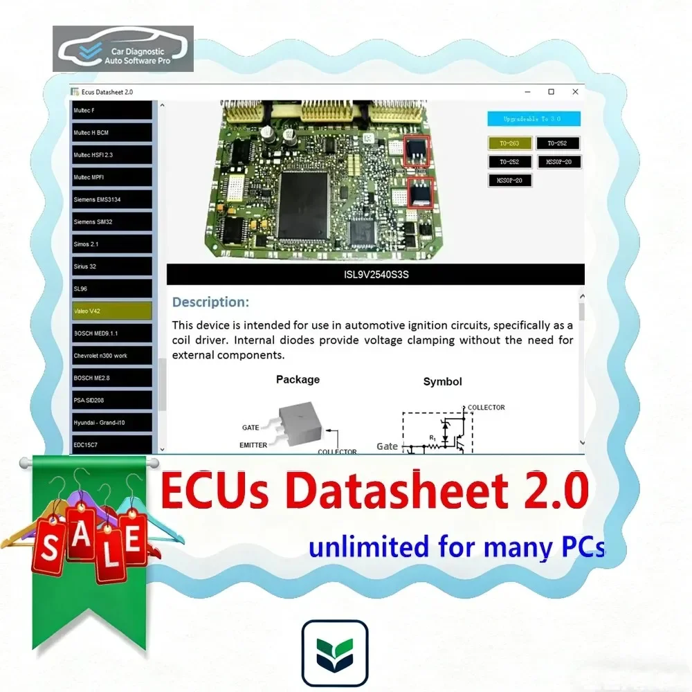 ECU Datasheet 2.0 PCB Schematics Electronic Components for Bosch ECU Repair Software Additional Info Included