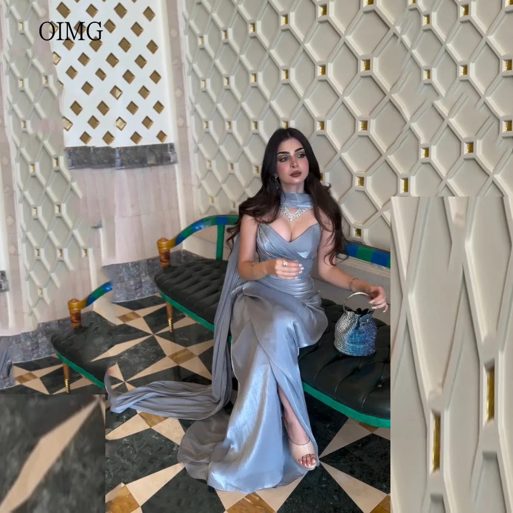 

OIMG Modern Sweetheart Neck A Line Prom Gowns Backless Party Gown Floor Length Evening Dress فستان شارون Customized