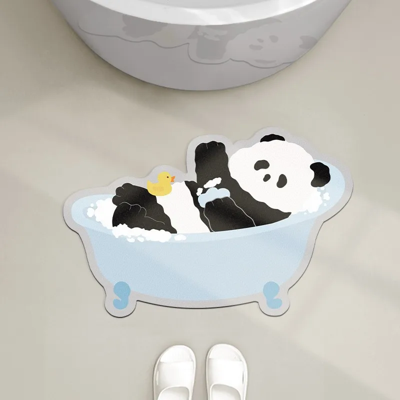 Cute Quick Drying Panda Super Absorbent Bath Mat Anti-Slip Mat Skin Floor Mats Toilet Carpet Home Decor Bath Rug