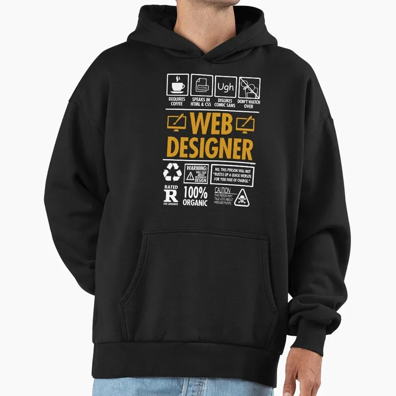 Website Designer Funny HTML CSS Coder Job Labels Graphic Hoodie for Programmer Software Engineers Geek IT Developer Gift Hooded
