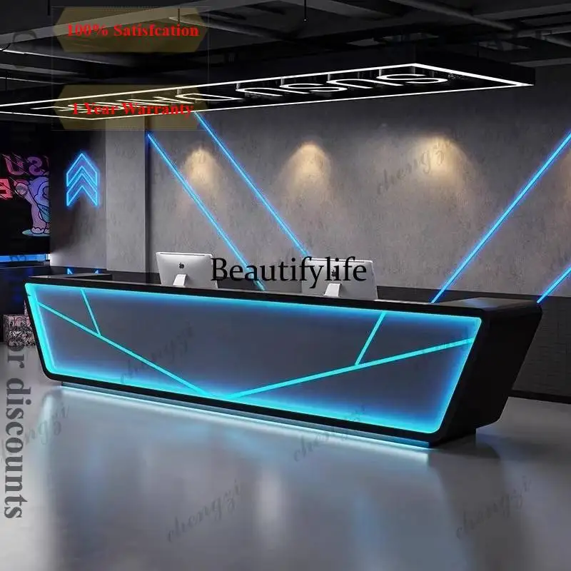 R134 Hotels Storage Reception Desks Orange Checkout Drawers Classic Reception Desks Corner Luxury Mostrador Recepcion Furniture