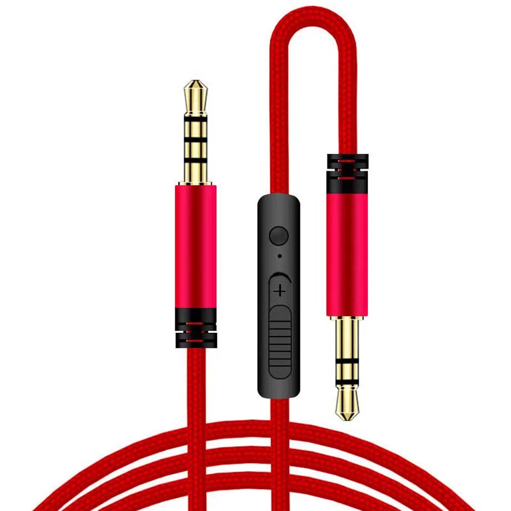 Earphone With Mic Headphone Cord Nylon Braid 3.5mm to Jack 3.5mm Volume control Audio Wire Aux Cable Car Aux Cord Audio Cable