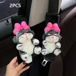 Cute Cartoon Cat Toy Animal Car Seat Belt Lucy Cat Seat Belt Shoulder Strap Cover Cushion Plush Protective Cover Interior decor