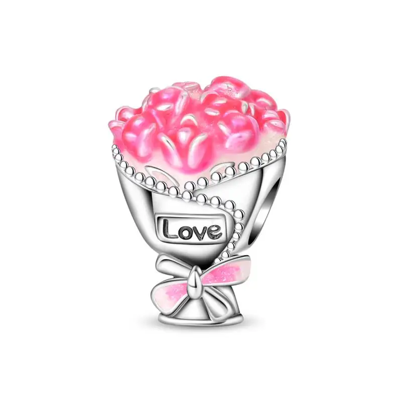 

925 silver tulip bouquet beads, suitable for personalized design of jewelry chains, as a gift women