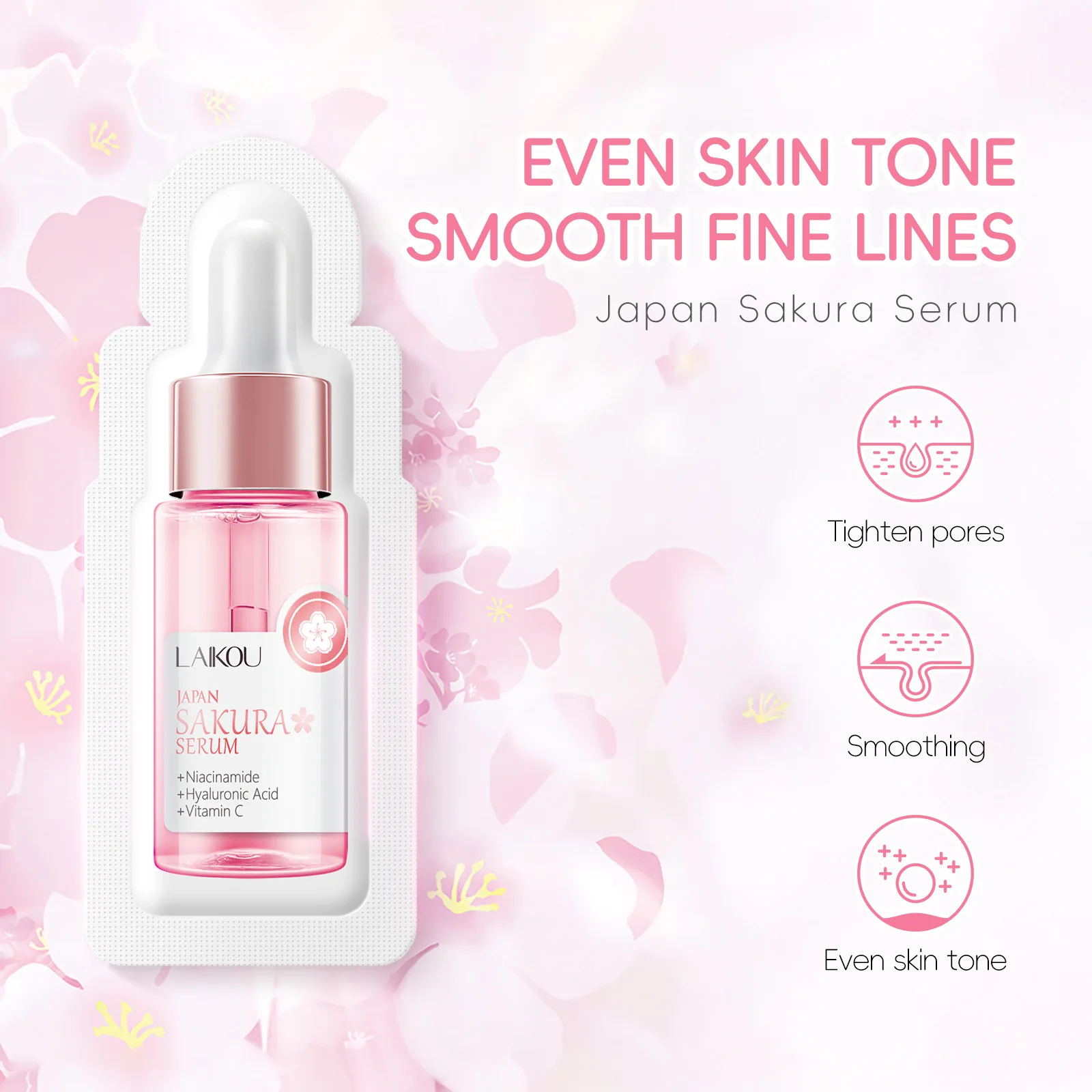 Sakura Whitening Face Serum Anti Aging Fade Fine Lines Tighten Pores Improve Melanin Pigment Dull Moisturizer Brighten Skin Care