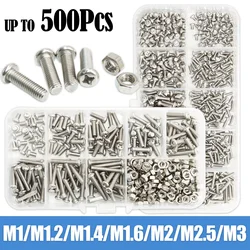 304 Stainless Steel Cross Phillips Round Pan Head Screw M1.2 M1.4 M1.6 M2 M3 Motherboard PCB Bolt and Nut Glasses Watch Screws