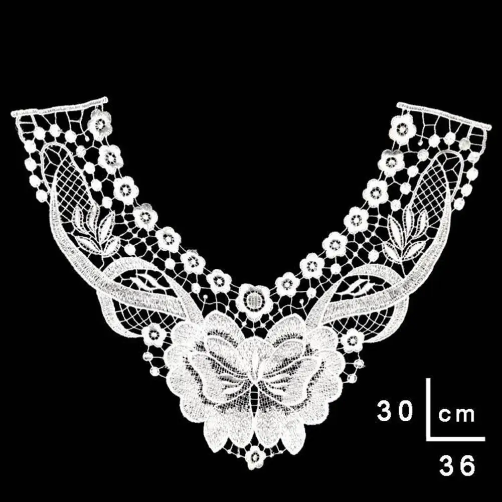 Exquisite Lace Detail Embroidered Lace Collar Trim for Diy Sewing Wedding Dress Halloween Cosplay Women's Colored Hollow Flower