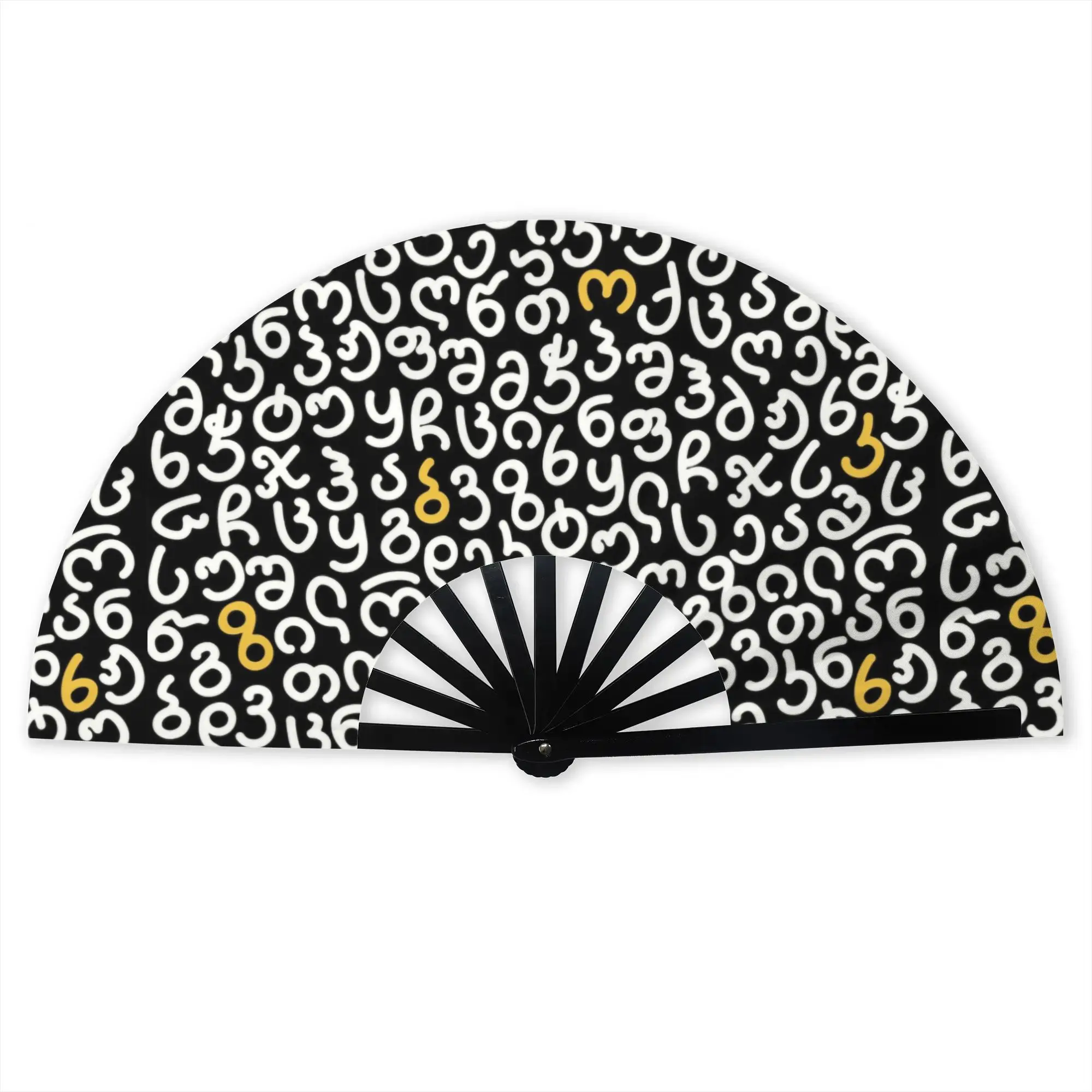 Georgian Letters Traditional Folding Fan Oriental Art Georgia Patriotic Gift High-Quality Fans Gift Elegant Decorative Hand Fan