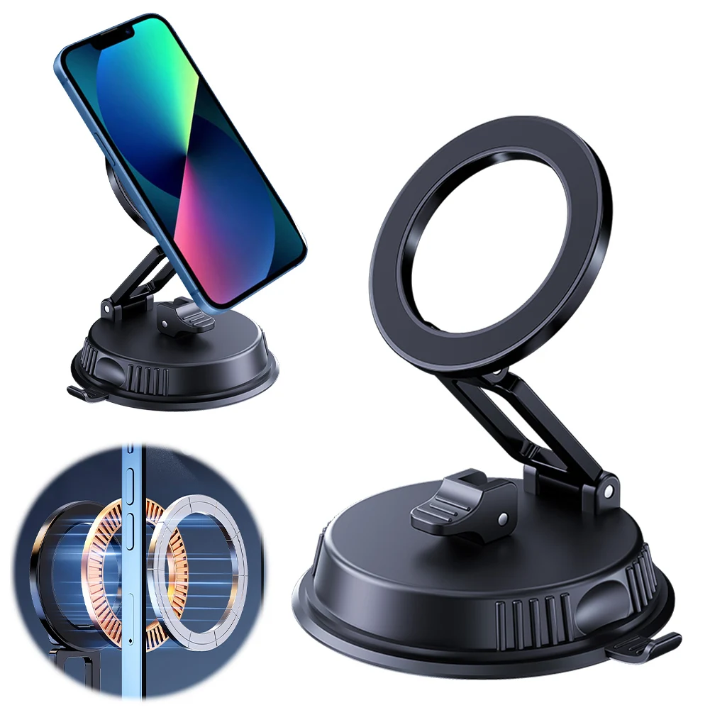 

Magnetic Vacuum Car Mount Phone Holder Vacuum Adsorption Car Phone Mount Folding Mobile Phone Stand for Car Gym Mirror Shower