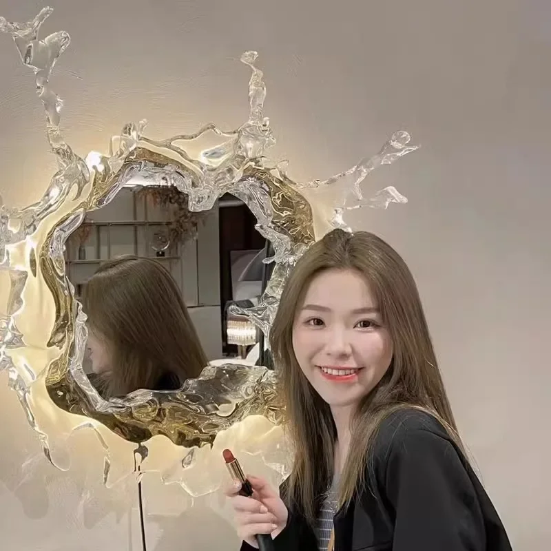 Internet celebrity art Ruishui mirror living room wall lamp