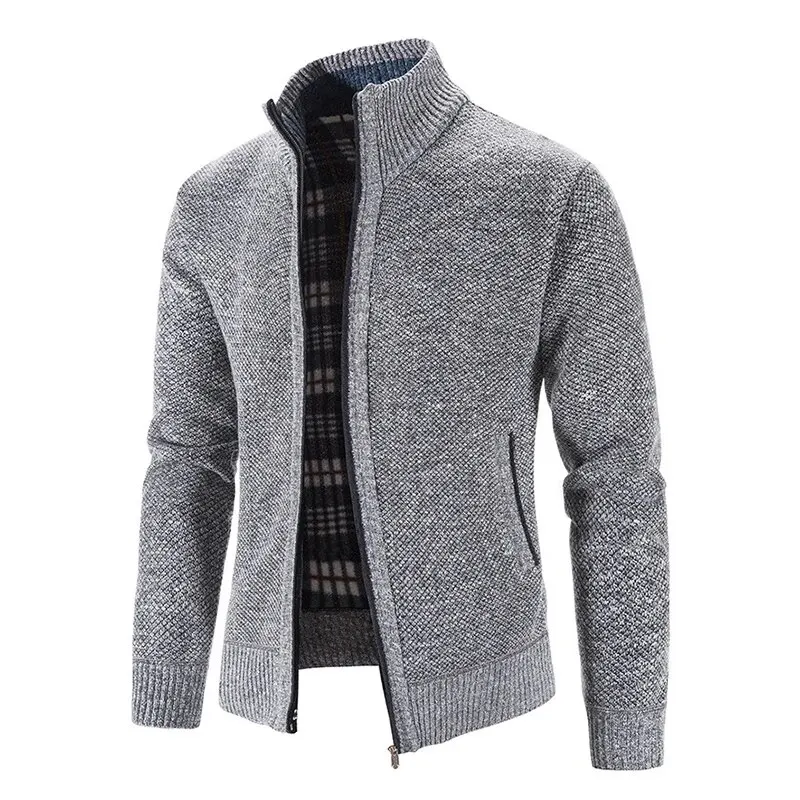 

New Arrival Knitted Sweater Men Spring Autumn Casual Fleece Cardigan Men Sweaters Coats Solid Color Plus Size 3XL 5 Colors