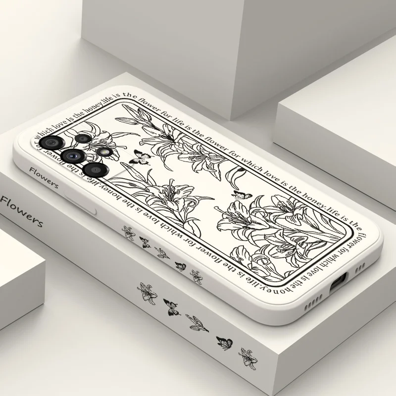 

Line Lily Phone Case For Samsung A73 A54 A53 A33 A24 A23 A13 A03 A03S A04 A04S A72 A52 A52S A32 A22 A02S A15 A25 A35 A55 4G 5G