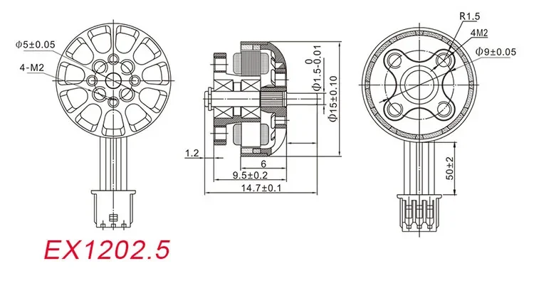 Moteur sans balais pour importateur RC FPV Racing, modèle yModel EX1202.5, 1202.5, 6400KV, 8000KV, 11500KV, 1-3S, FreKou3 pouces, cure-dents, 4 pièces