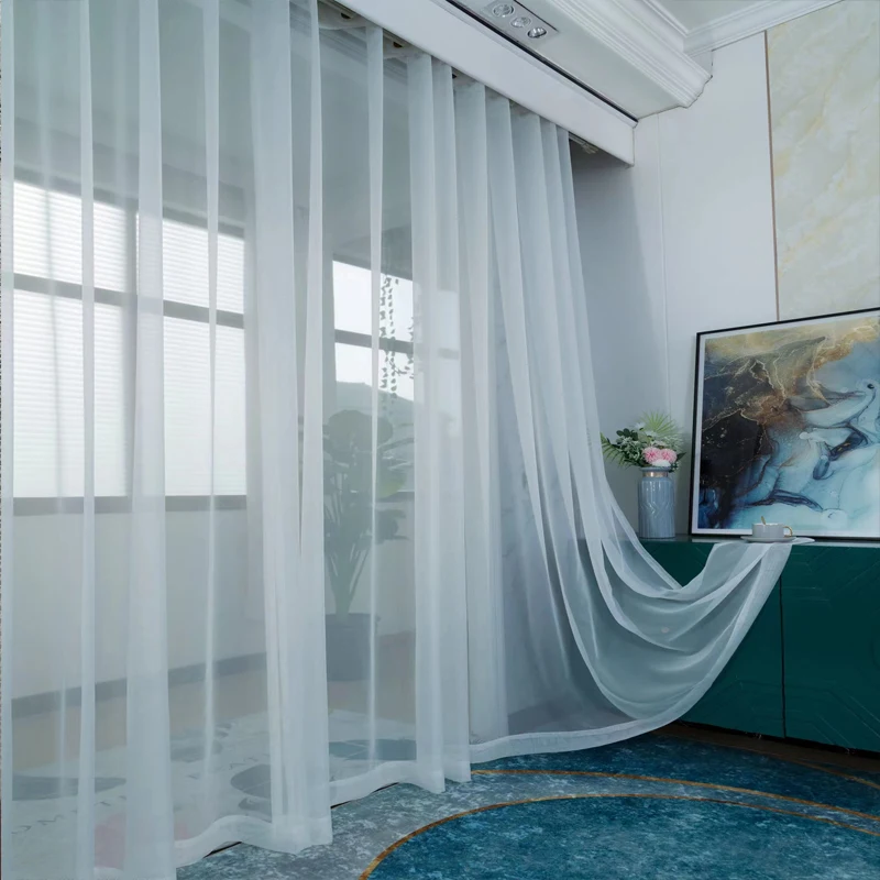 Solid Color Sheer Voile Curtain Window Sheer Semi Transparent Voile Rod Pocket Durable Elegant Clear wedding   Living Room