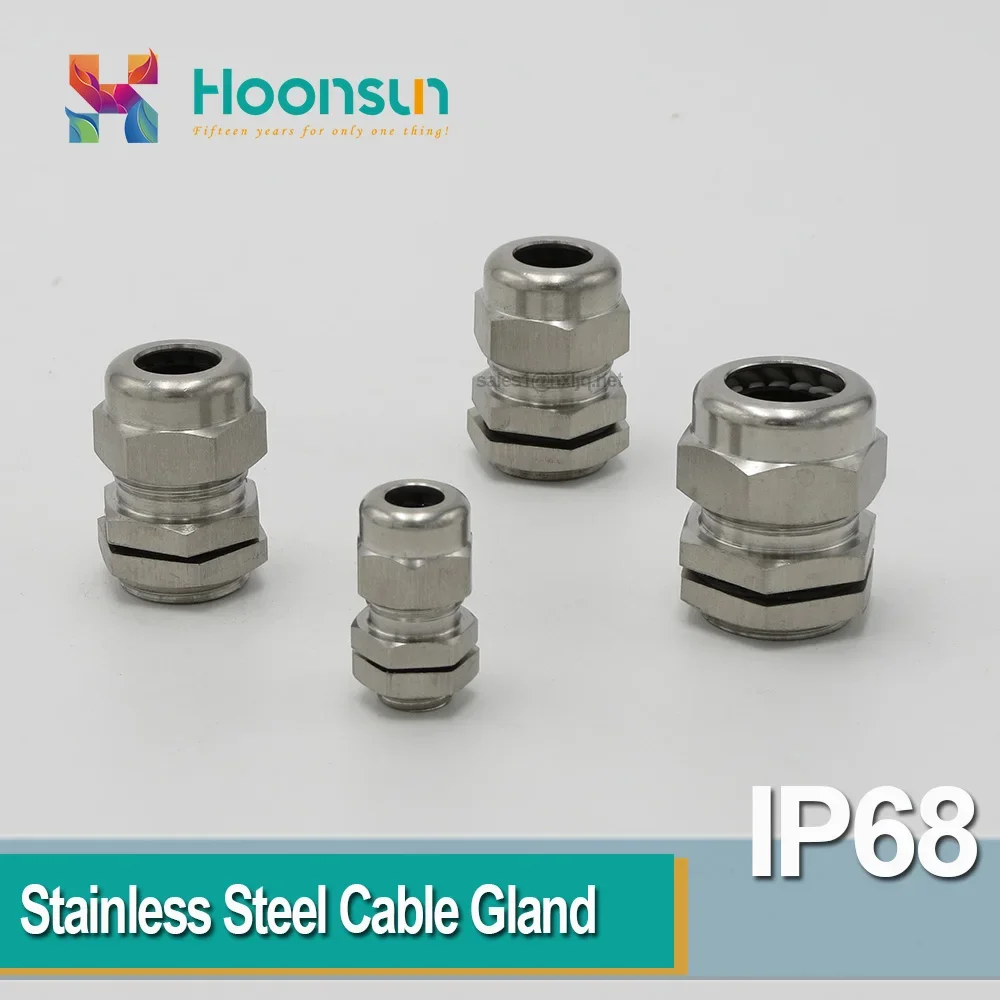 1 PCS Stainless Steel Cable Gland SS304 M40 M42 M47 M48 M50 M54 Waterproof IP68 With Lock Nut O-ring