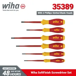 Wiha 35389 Screwdriver Set for Home Use SoftFinish Electric SlimFix 6 Piece Slotted Phillips Tools Set 1000V VDE Insulated