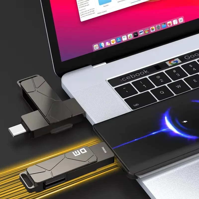 PD198 DM Type C USB3.2 Flash Drive 64G 128G 256G With Dual Port for Type C Smartphone and Computer