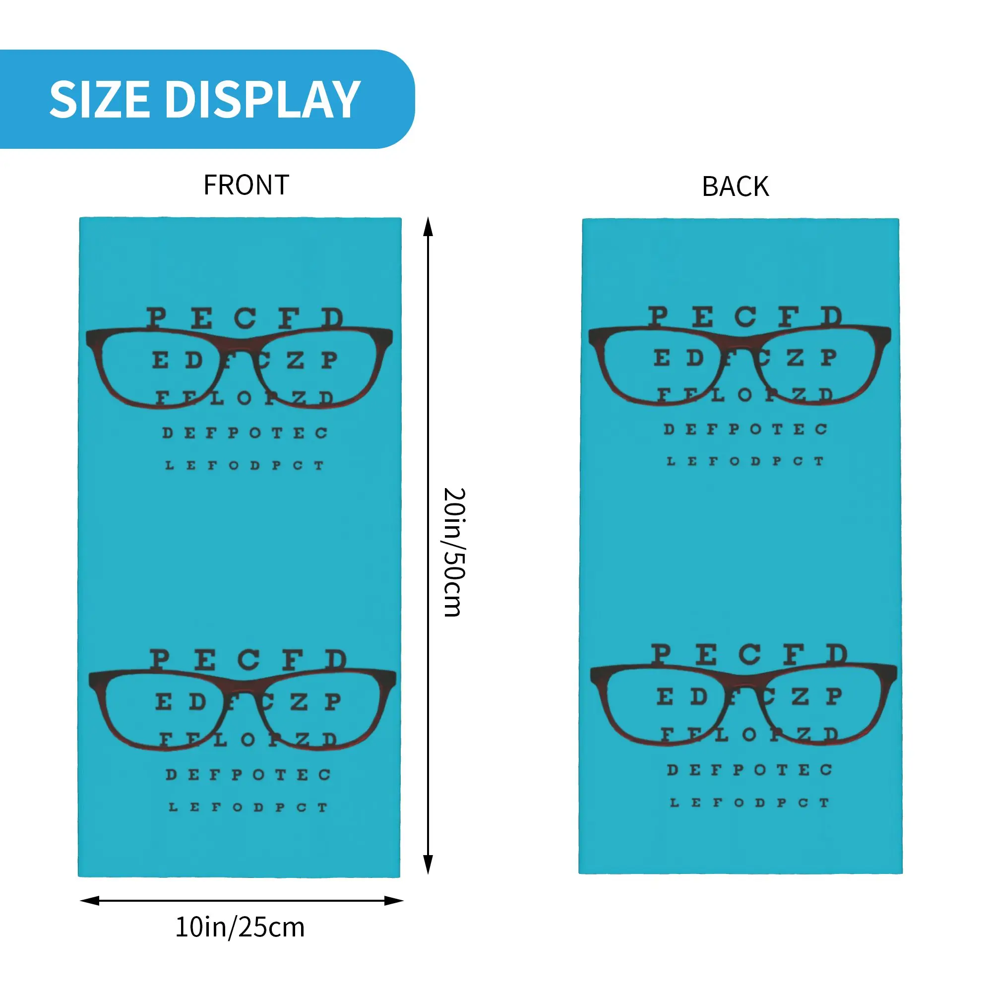 Funny Glasses with Eye Test Chart Bandana Neck Gaiter for Ski Cycling Women Men Wrap Scarf Optician Optometrist Headband Warmer