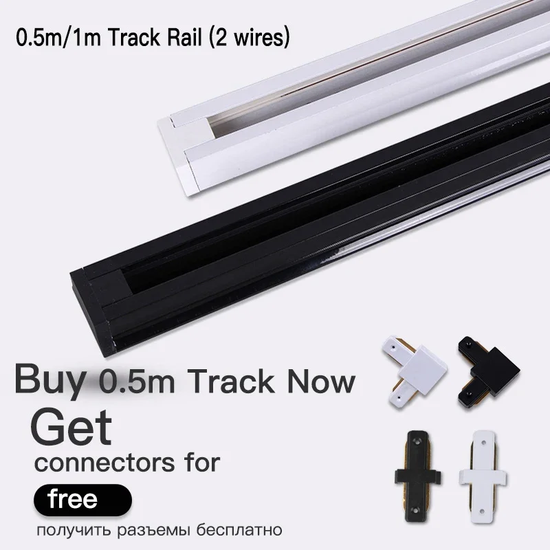 Led Track Rail 220V Spotlight 0.5M 1M  Led Track Light Rails Straight/L Shape Connectors for Track Rail Spotlight Track Lighting