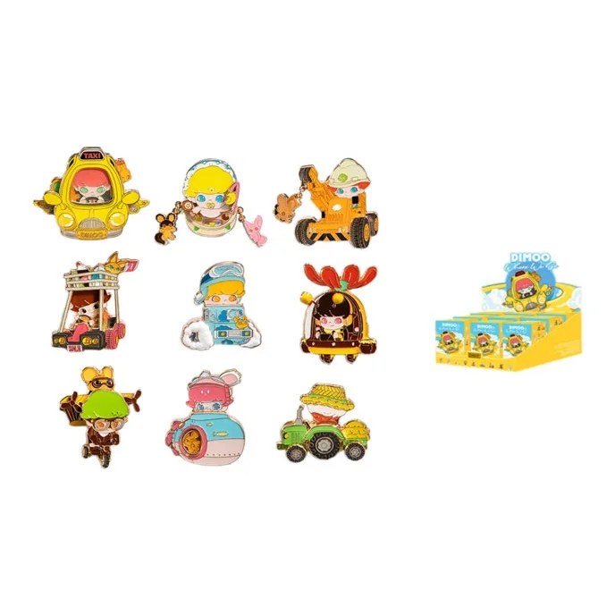 POP MART Dimoo Where To Go Collection, Badge Mystery Boxes Single Mystery Box/Full Box 9 Pcs 220100253