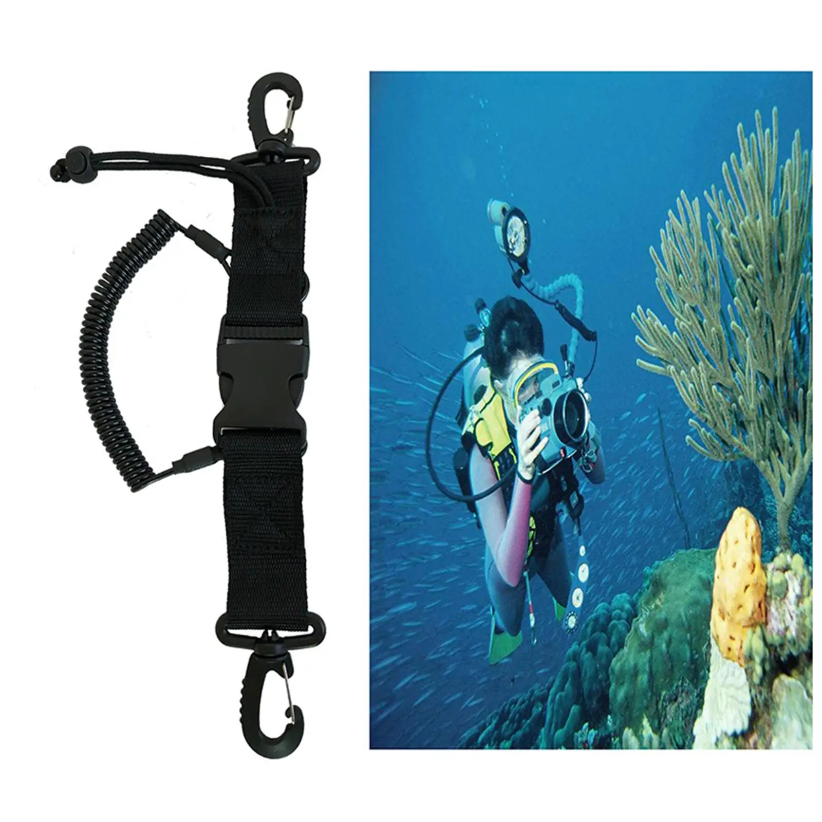 3-4pack Scuba Diving Lanyard Coil Lanyard w/ Quick Release Buckles & Clip for