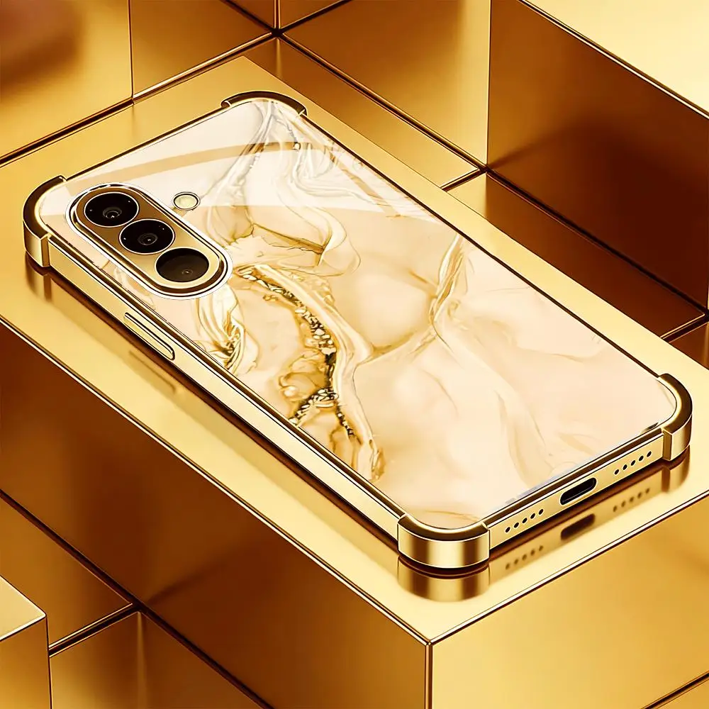 

Marble effect Electroplated four-cornered glass phone case for Samsung Galaxy S26/22/23/24/25 PLUS/S21/22/23/24/25 ULTRA