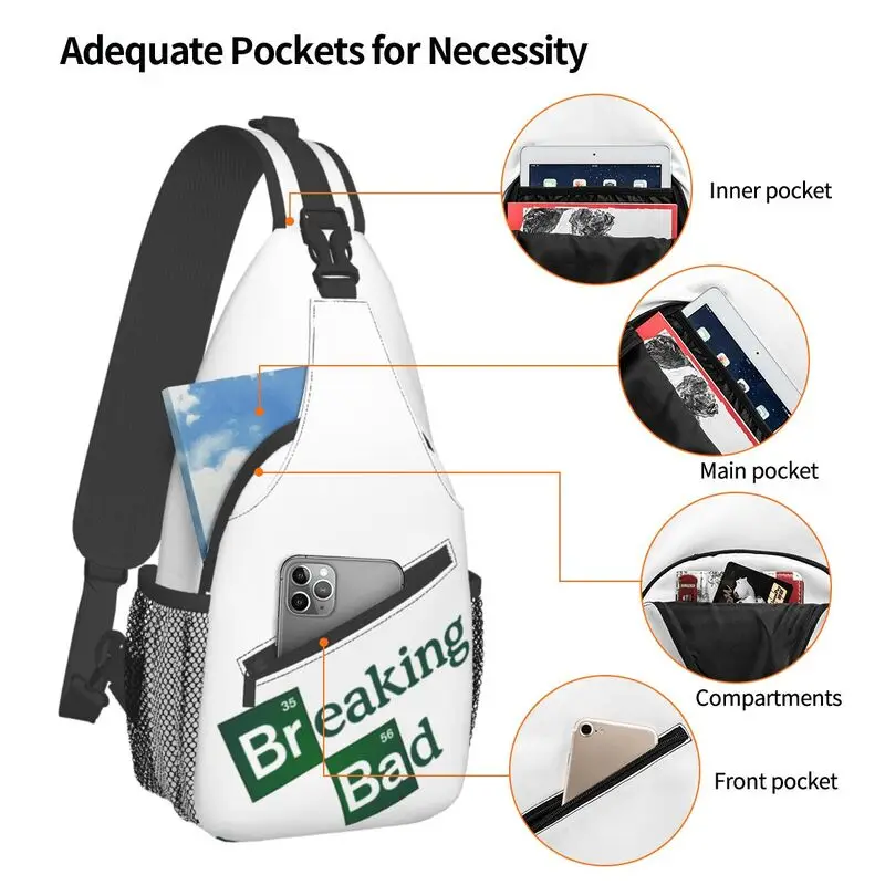 Casual Breaking Bad Sling Bag para homens, ciclismo, camping, mochila de peito crossbody, mochila de ombro