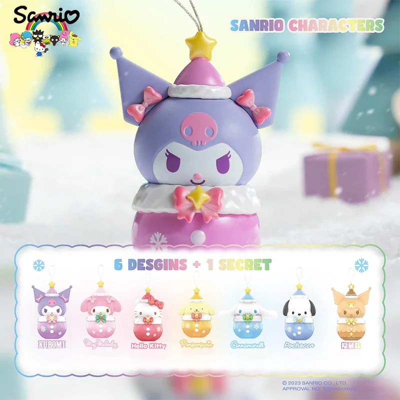 MINISO Sanrio Personagens Inverno Water Sound Bell Série, Pingente Cego Box, Kuromi My Melody Cinnamoroll Presente de Aniversário Pachacco