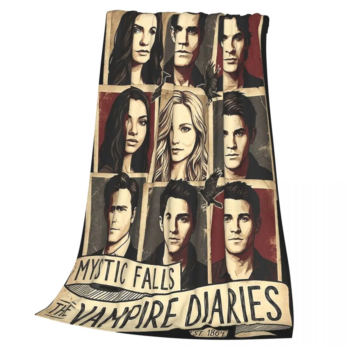 The Vampire Diaries Damon Salvatore TV Series Blankets Soft Warm Flannel Throw Blanket Cover for Bed Picnic Travel Home Sofa
